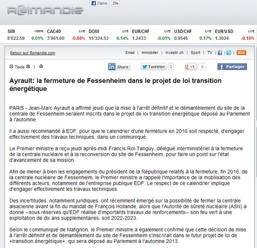 La fermeture de Fessenheim dans le projet de loi transition énergétique