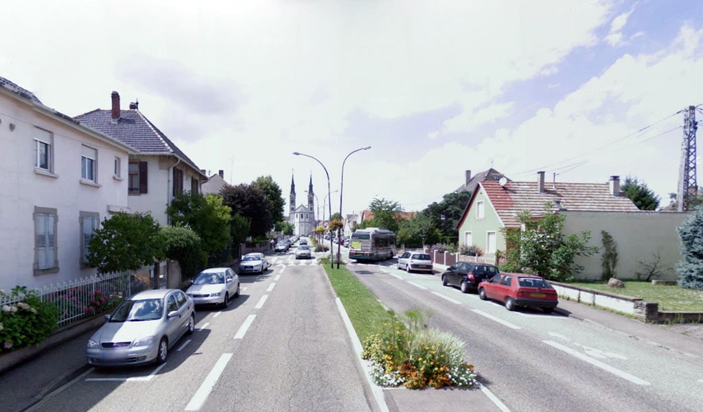 Avenue Messmer, où passera le tram sur une voie unique (Google Street view)