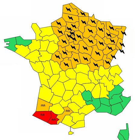 Vigilance orange sur le quart nord-est de la France (Météo France)
