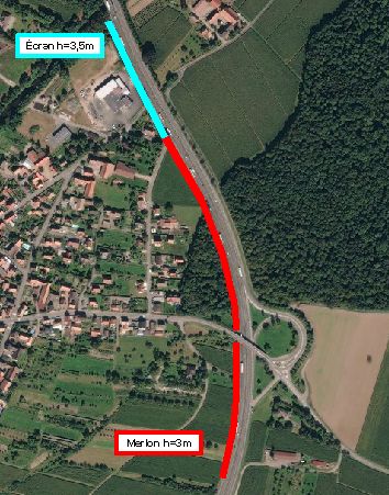 Plan des aménagements autour d'Ostheim (doc Dreal)