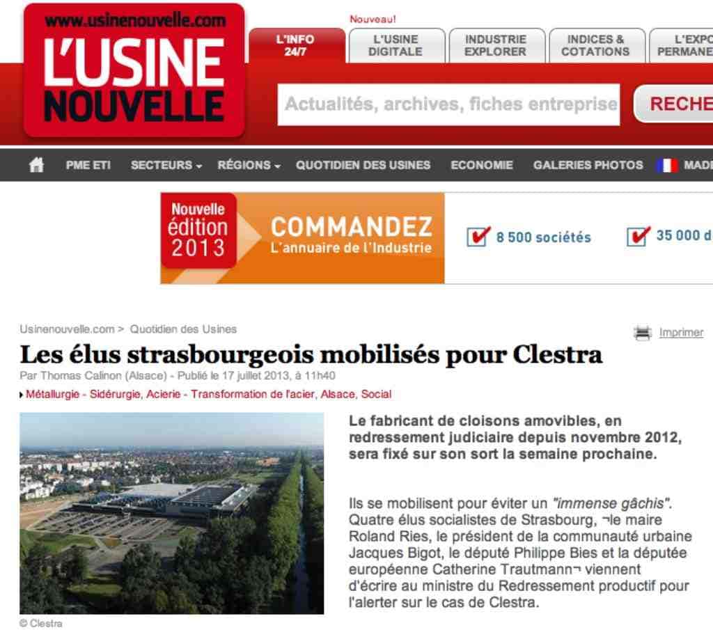 Les élus strasbourgeois se mobilisent pour Clestra