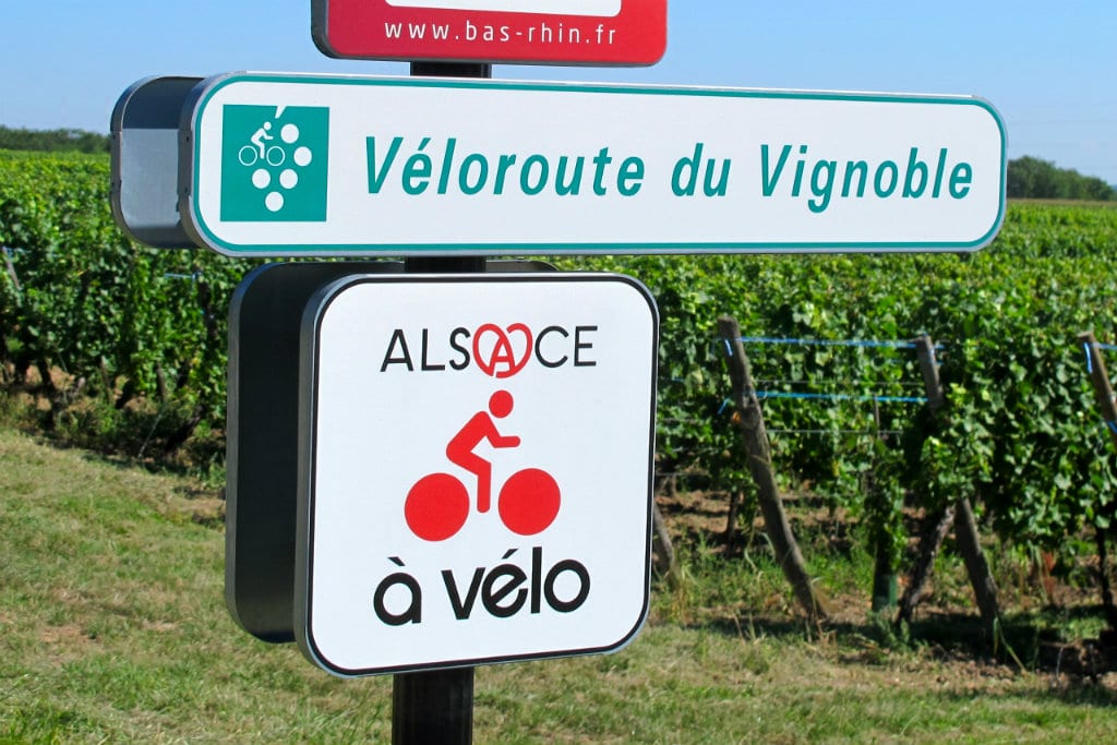 Début de la véloroute du vignoble en Alsace (Photo JH / Rue89 Strasbourg / CC)