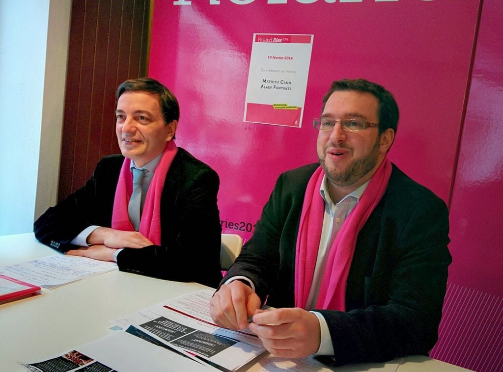 Alain Fontanel et Mathieu Cahn, à la recherche d'une confrontation avec Fabienne Keller (Photo PF / Rue89 Strasbourg)