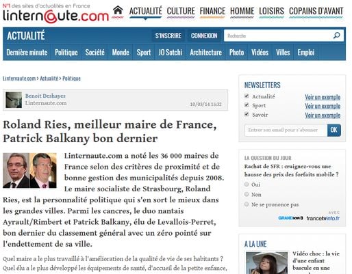 L’Internaute sacre Roland Ries « meilleur maire de France »