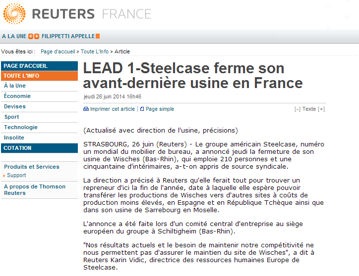 Steelcase ferme sa dernière usine en Alsace