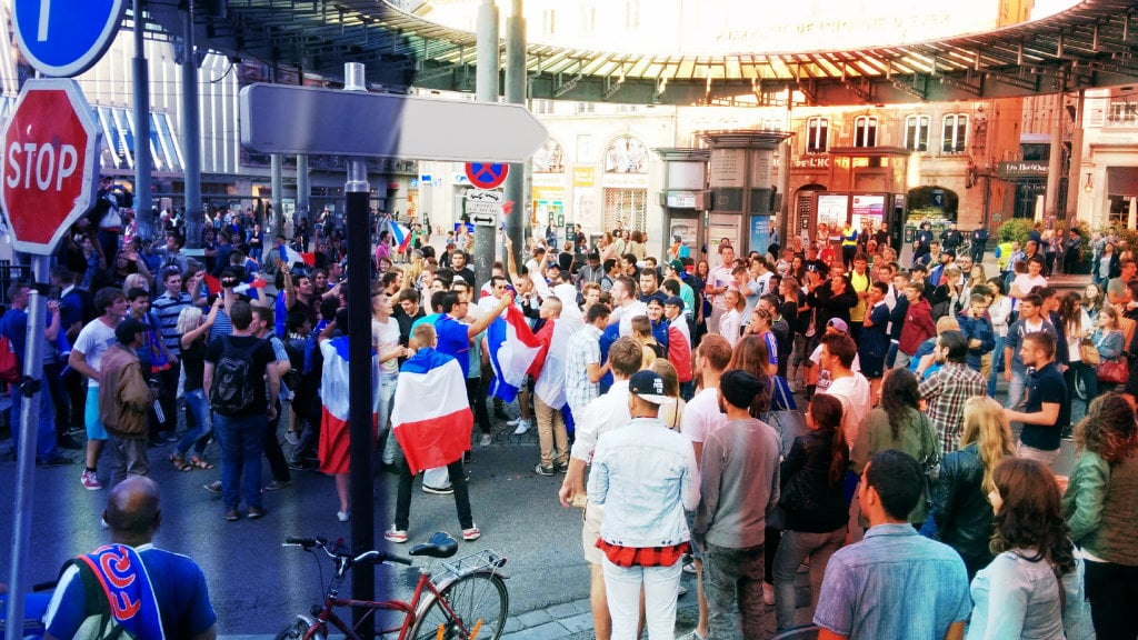 Les rassemblements se faisaient jusqu'à présent place de l'Homme de Fer (Photo PF / Rue89 Strasbourg)