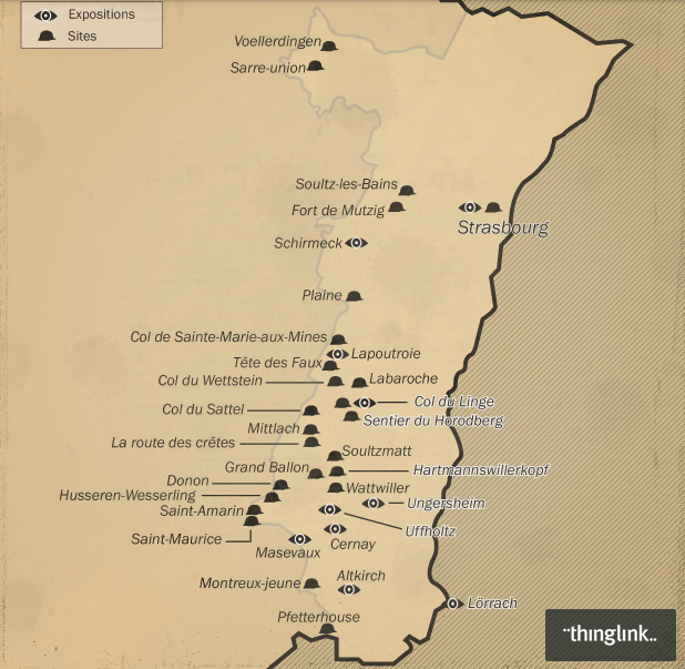 Une carte des vestiges de la Grande Guerre en Alsace