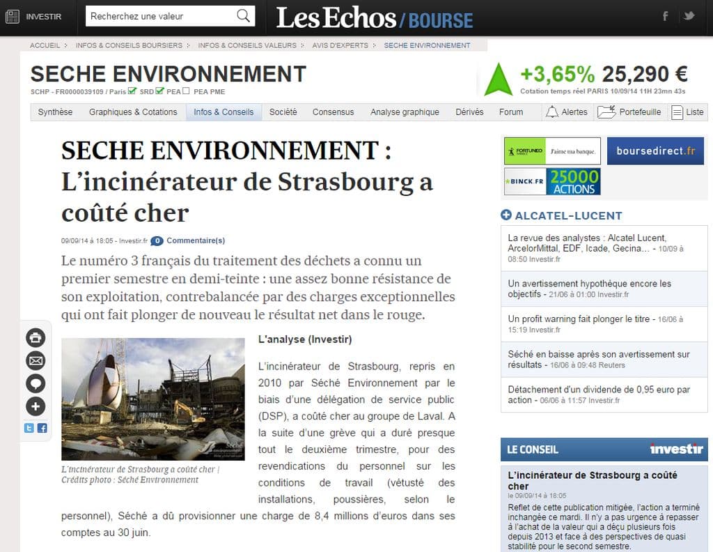 Seché Environnement en déficit suite à la grève à l’incinérateur de Strasbourg
