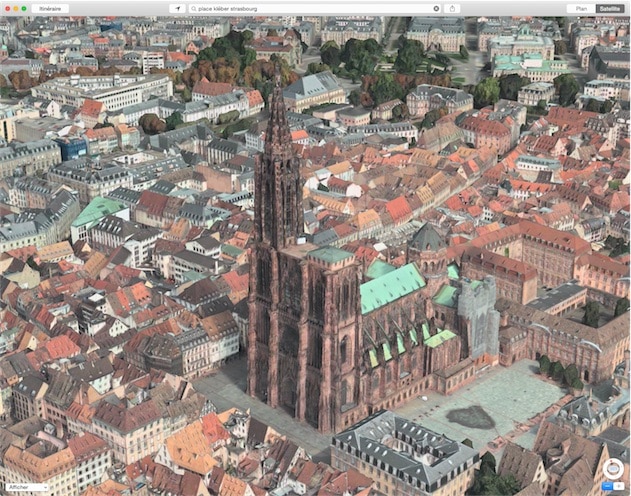 Strasbourg en 3D également sur iPhone désormais (capture d'écran)
