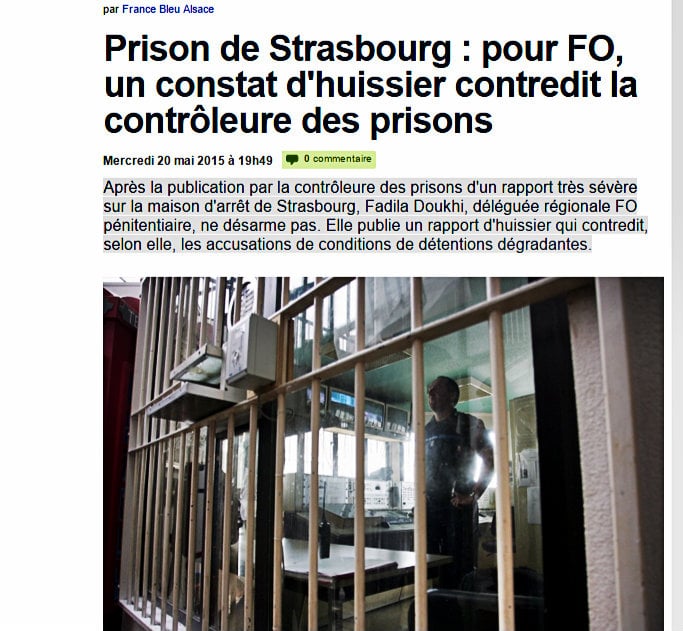 Un rapport d’huissier à la prison de Strasbourg minimise le contrôle