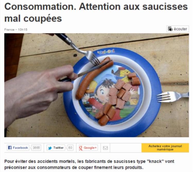Alerte aux knacks mal coupées pour les petits