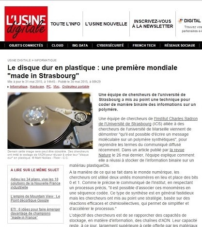 L’Université de Strasbourg invente le disque dur en plastique
