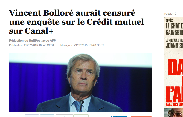 Vincent Bolloré aurait censuré une enquête sur le Crédit Mutuel
