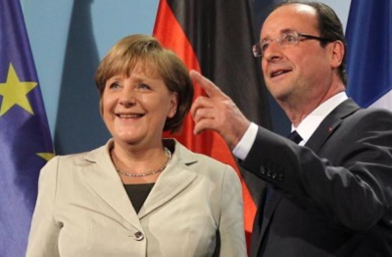 La chancelière allemande Angela Merkel et le président de la République François Hollande lors du cinquantenaire du traité de l'Élysée (Photo Euractiv)