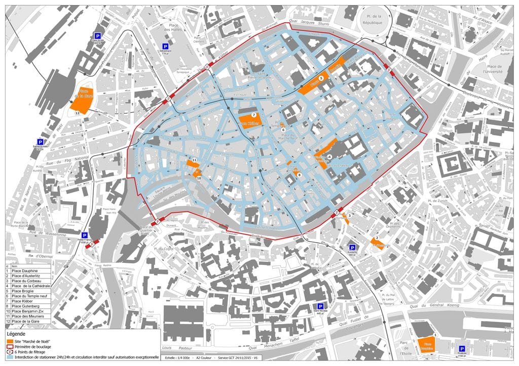 Des points de contrôles seront mis en place pour sécuriser l'accès au centre-ville (Doc Ville de Strasbourg)