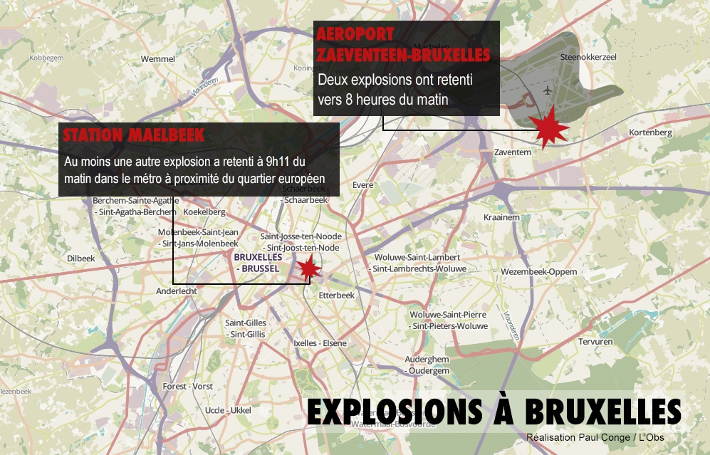 Explosions à l’aéroport et dans le métro à Bruxelles : au moins 34 morts