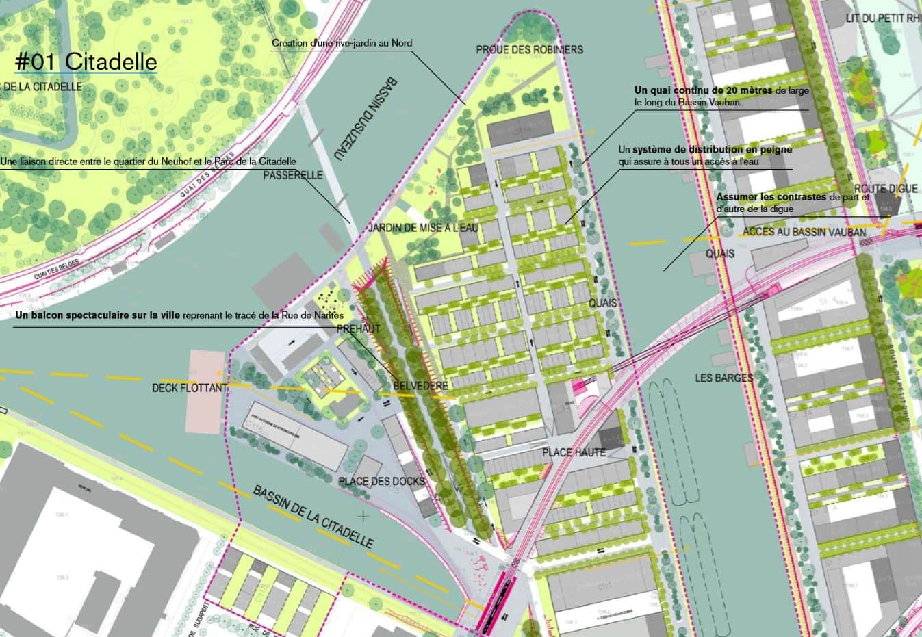 L'urbanisation se fera à distance des quais, pour que les habitants puissent s'approprier l'accès à l'eau (agence TER / doc remis)