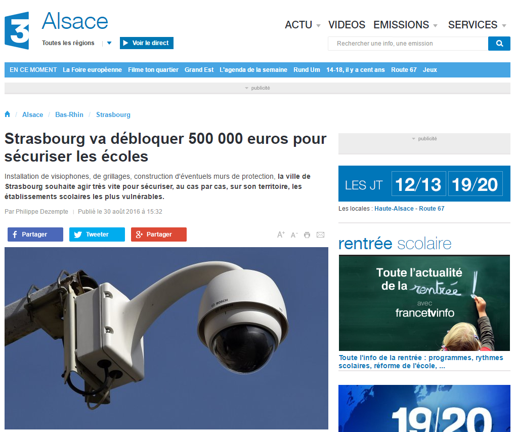 500 000 euros pour « sécuriser » les écoles de Strasbourg