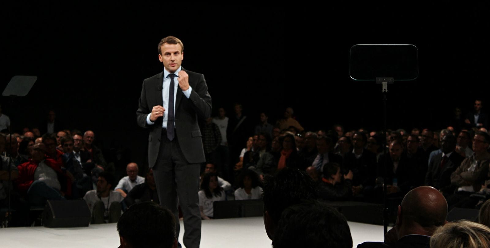 Emmanuel Macron lors de son meeting à Strasbourg en octobre (Photo JFG / Rue89 Strasbourg / cc)