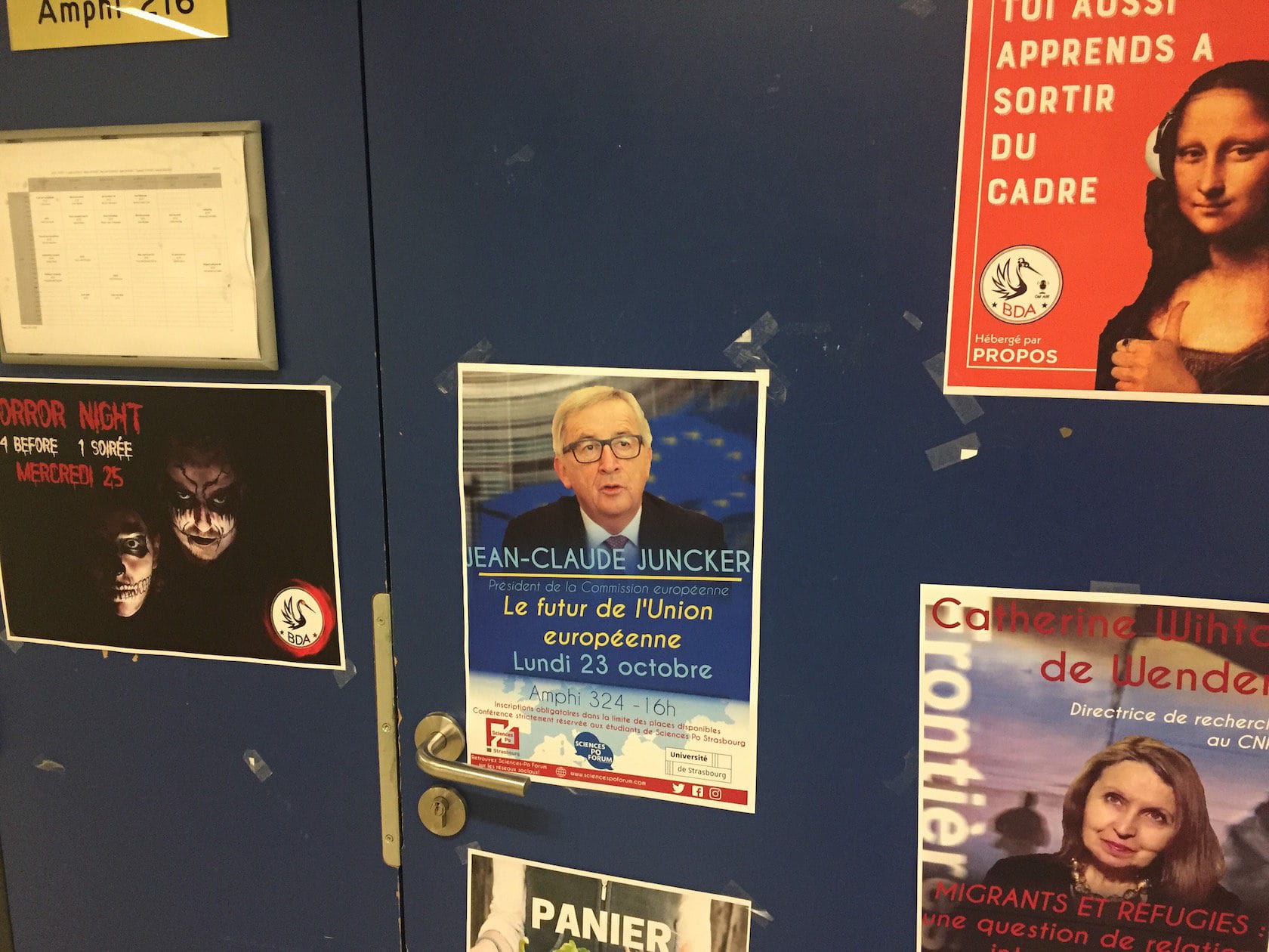 Jean-Claude Juncker, le président de la Commission européenne, s'est adressé aux étudiants de l'Institut d'études politiques de Strasbourg pendant une heure (CS / Rue89 Strasbourg / cc)
