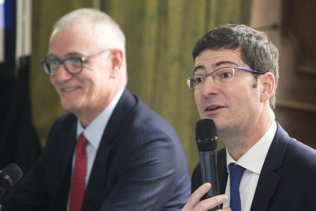 Daniel Baal et Nicolas Théry, président du groupe Crédit Mutuel CM11 (Photo Roger Haeffele / Crédit Mutuel)