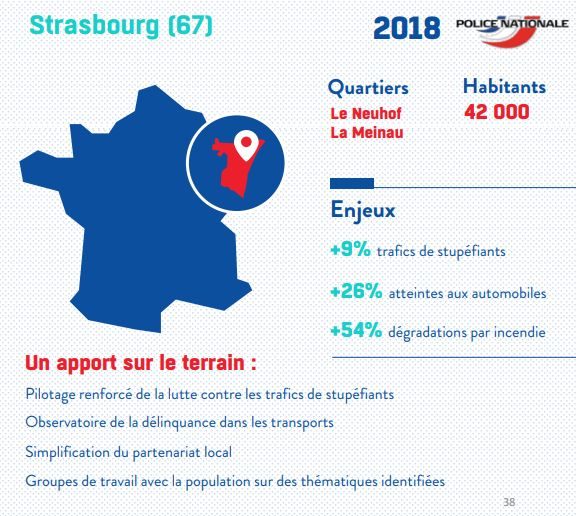 Deux quartiers sur 30 ciblés sont strasbourgeois (document Min Intérieur)