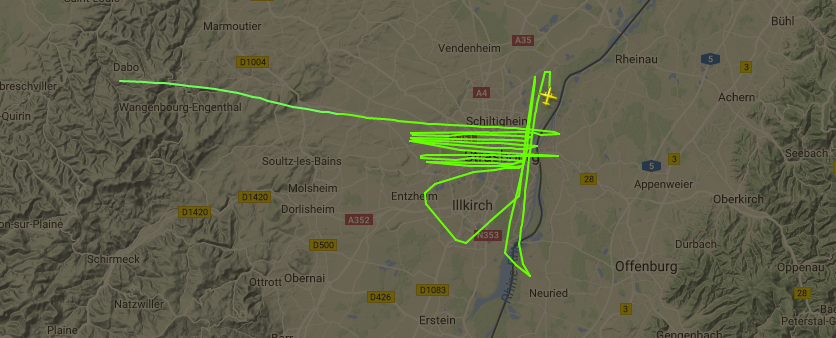 L’avion au-dessus de Strasbourg dans la nuit de mercredi mesurait l’éclairage