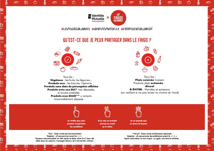 On peut tout mettre dans un frigo solidaire sauf des plats cuisinés. (doc remis)