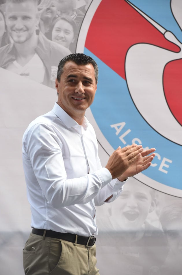 Marc Keller, ici à la journée des fans, le Fan's day, détaille sa vision pour l'avenir du club. (photo Franck Kobi / RCSA)