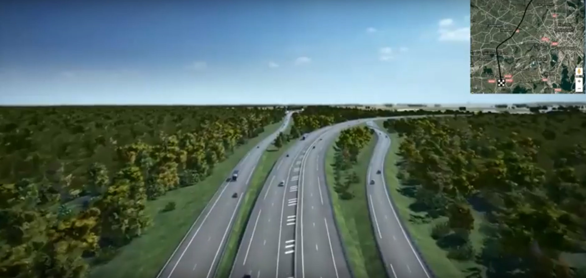 L'échangeur Nord avec l'A4 et l'A35 prévoit de détourner naturellement le trafic vers le GCO (Visualisation XO3D pour Arcos / Vinci)