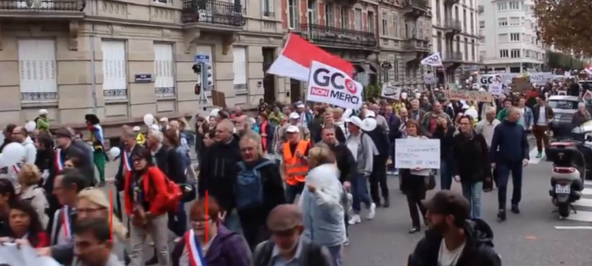 Manifestation contre le GCO en septembre 2017 (capture d'écran)