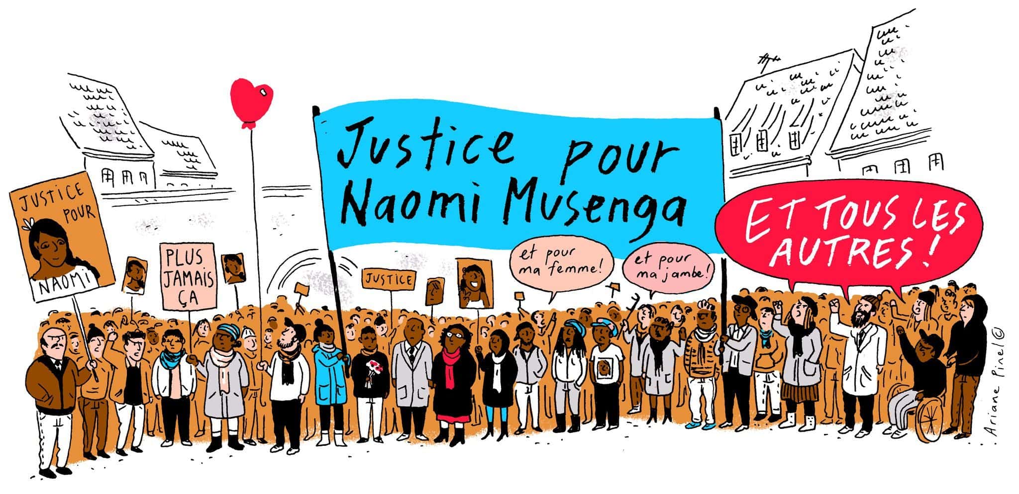Manifestation en mémoire de Naomi Musenga (dessin Ariane Pinel)