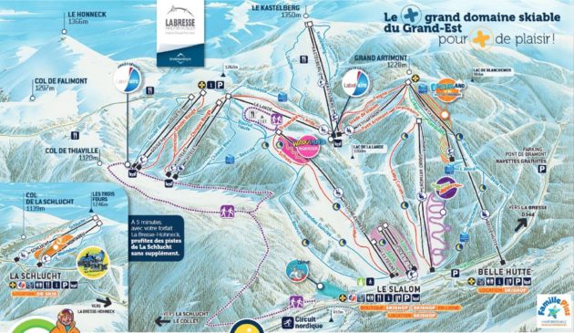 Plan des pistes de ski alpin de La Bresse - Hohneck (document remis).