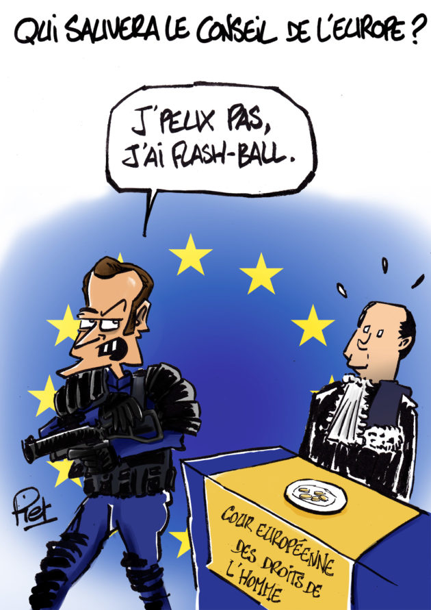 Dessin Emmanuel Macron Consei de l'Europe