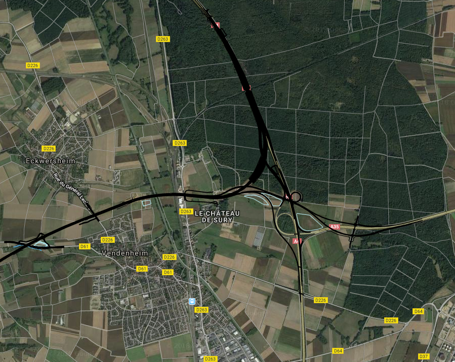 L'échangeur nord a été remanié et agrandi par rapport à la première version du projet (visualisation par Arcos)