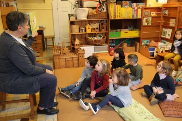 Séance de lecture aux jardin d'enfants Les p'tits loups d'Alsace à Strasbourg. (Photo : CG / Rue89 Strasbourg)