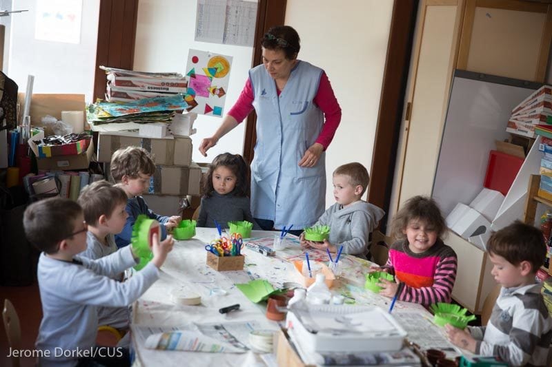 La photo issue des images de l'Eurométropole, à l'école Schoepflin, pour illustrer la pétition sur son site (photo Jérole Dorkel / Eurométropole)