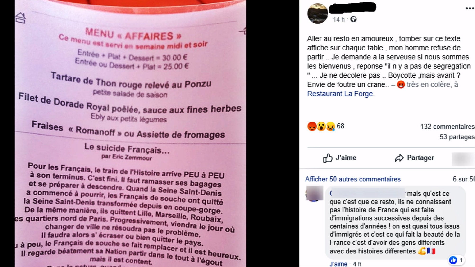 À Gambsheim, un restaurateur sert un menu Affaires à la sauce Zemmour