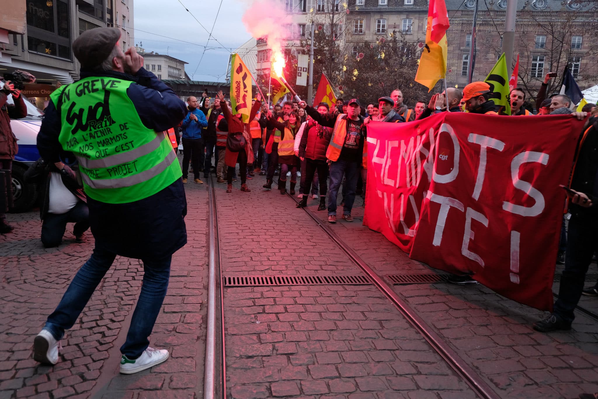 Manifestation jeudi 9 janvier contre la réforme des retraites (Photo GK / Rue89 Strasbourg / cc)