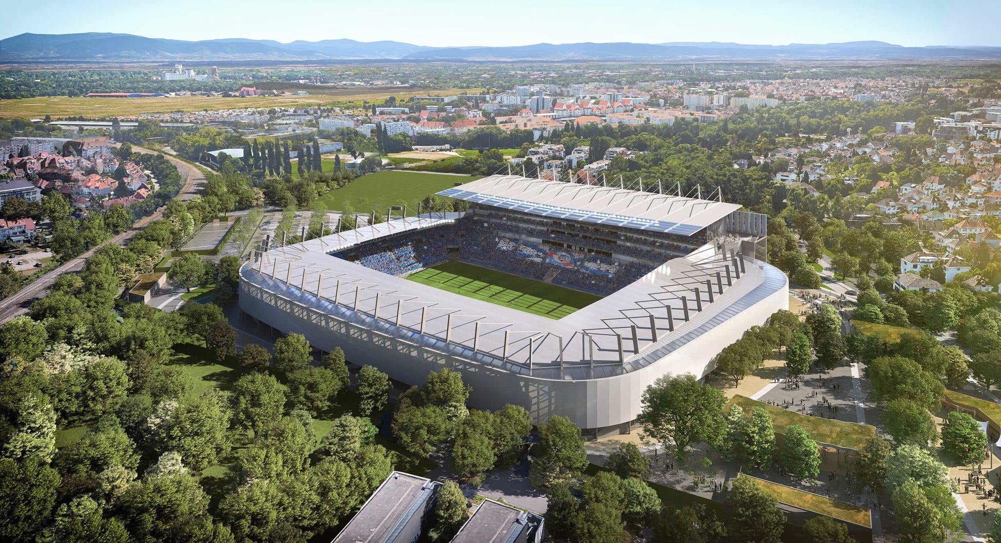Les nouvelles tribunes pour le stade de la Meinau dévoilées