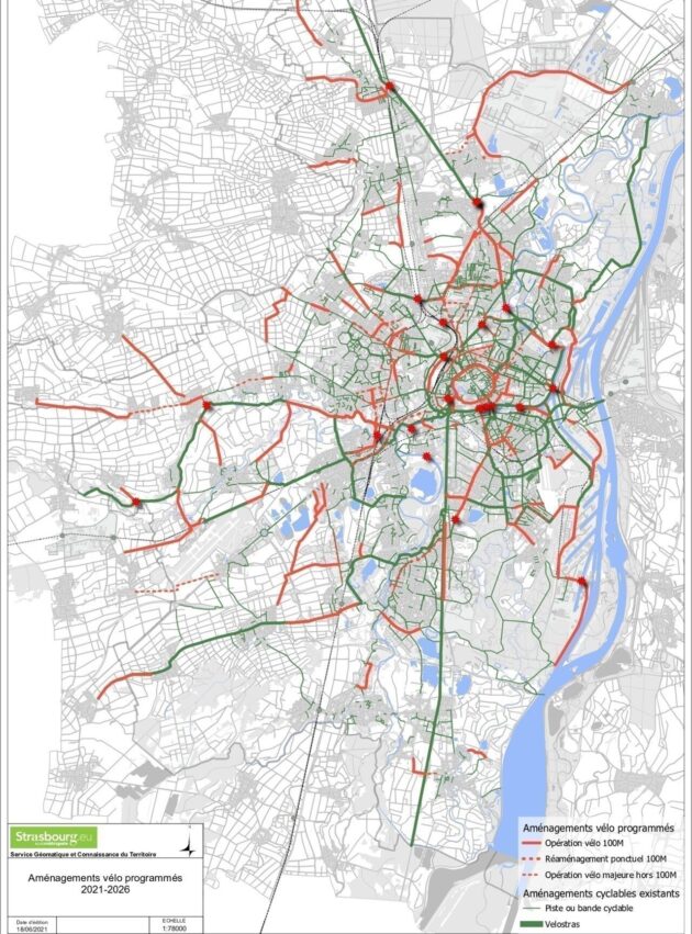 plans des aménagements velo à Strasbourg