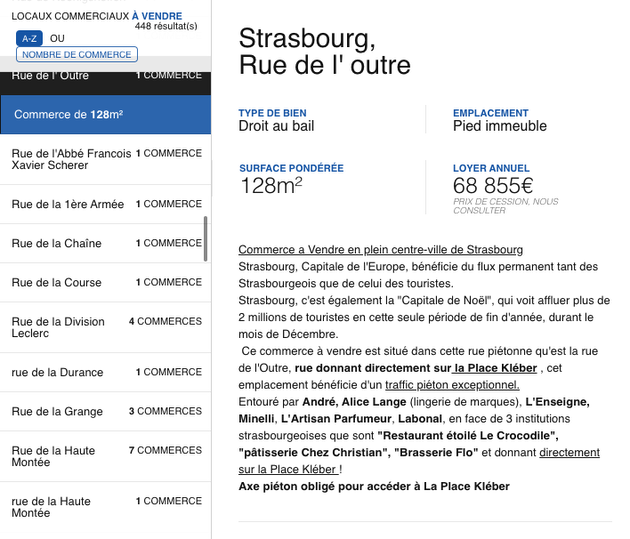 Immo sud capture écran rue de l'outre